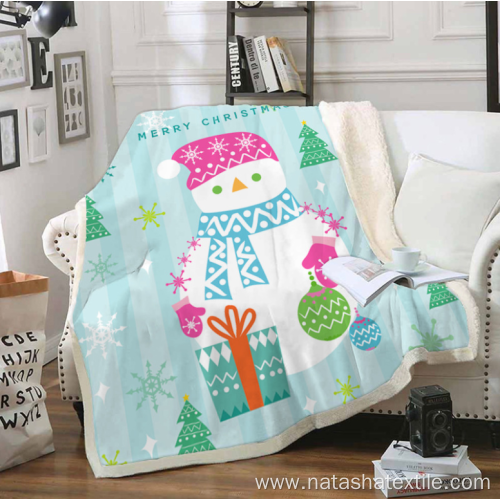 Christmas snowman pattern crystal plush blanket